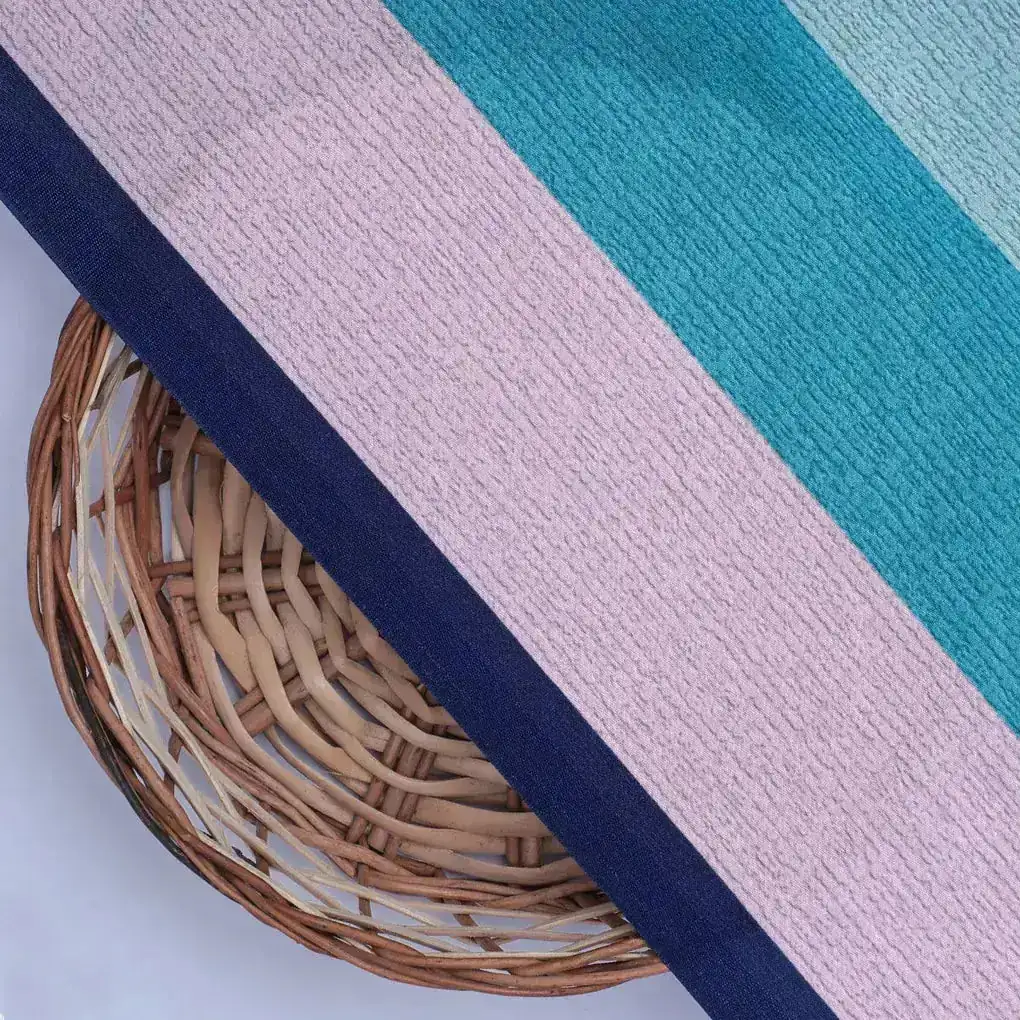 Subtle Colour Stripes Digital Printed Fabric - Japan Satin - Image 2