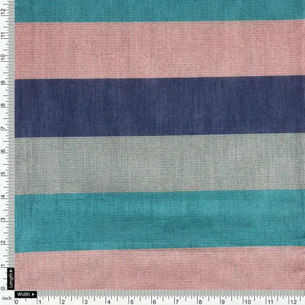 Subtle Colour Stripes Digital Printed Fabric - Tusser Silk - Image 4