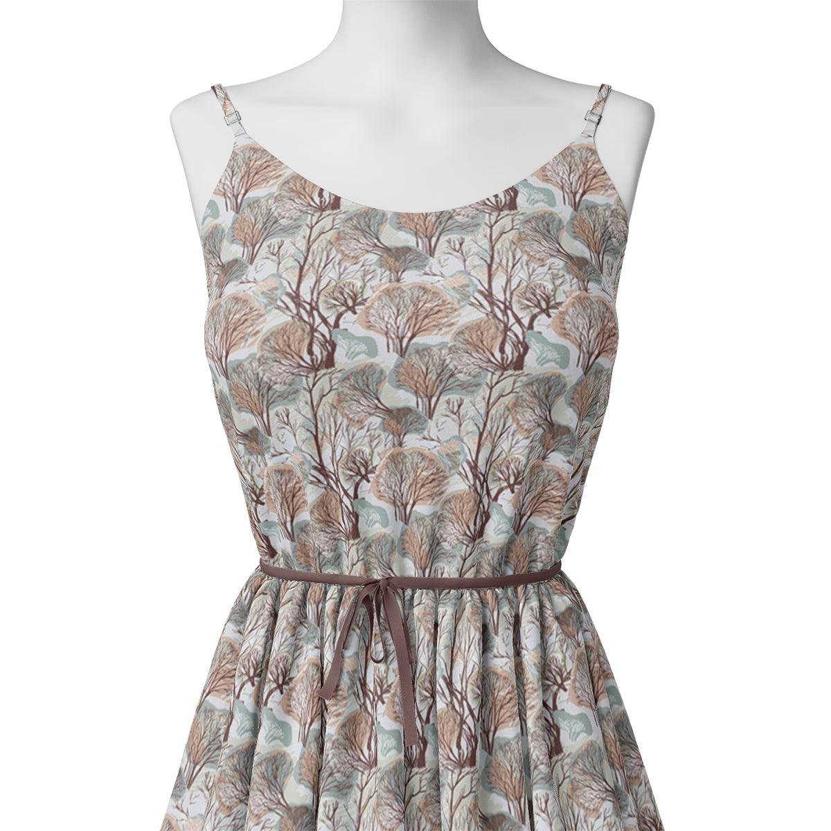 Suzani Summer Brown Tree Digital Printed Fabric - Muslin - Image 2