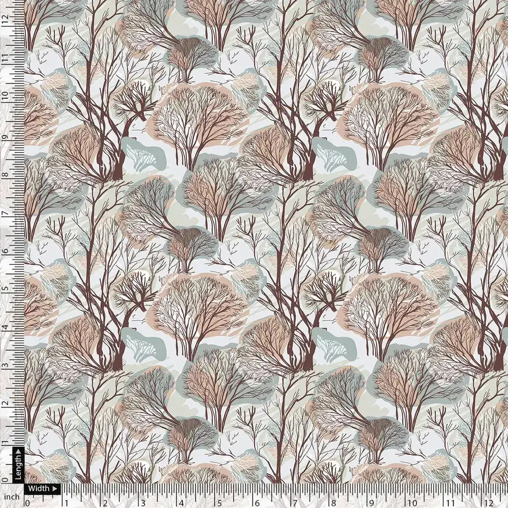 Suzani Summer Brown Tree Digital Printed Fabric - Muslin - Image 4