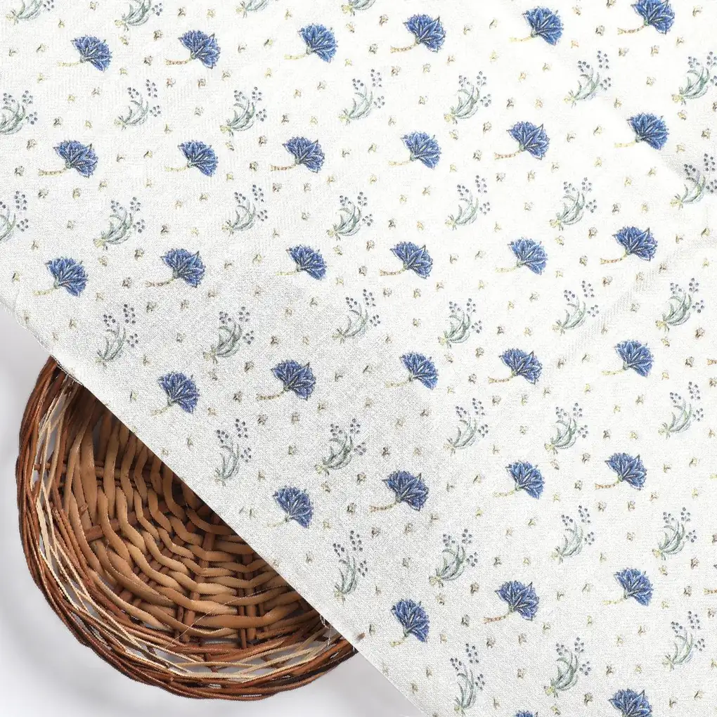 Tan Flower Pashmina Printed Fabric - Image 2