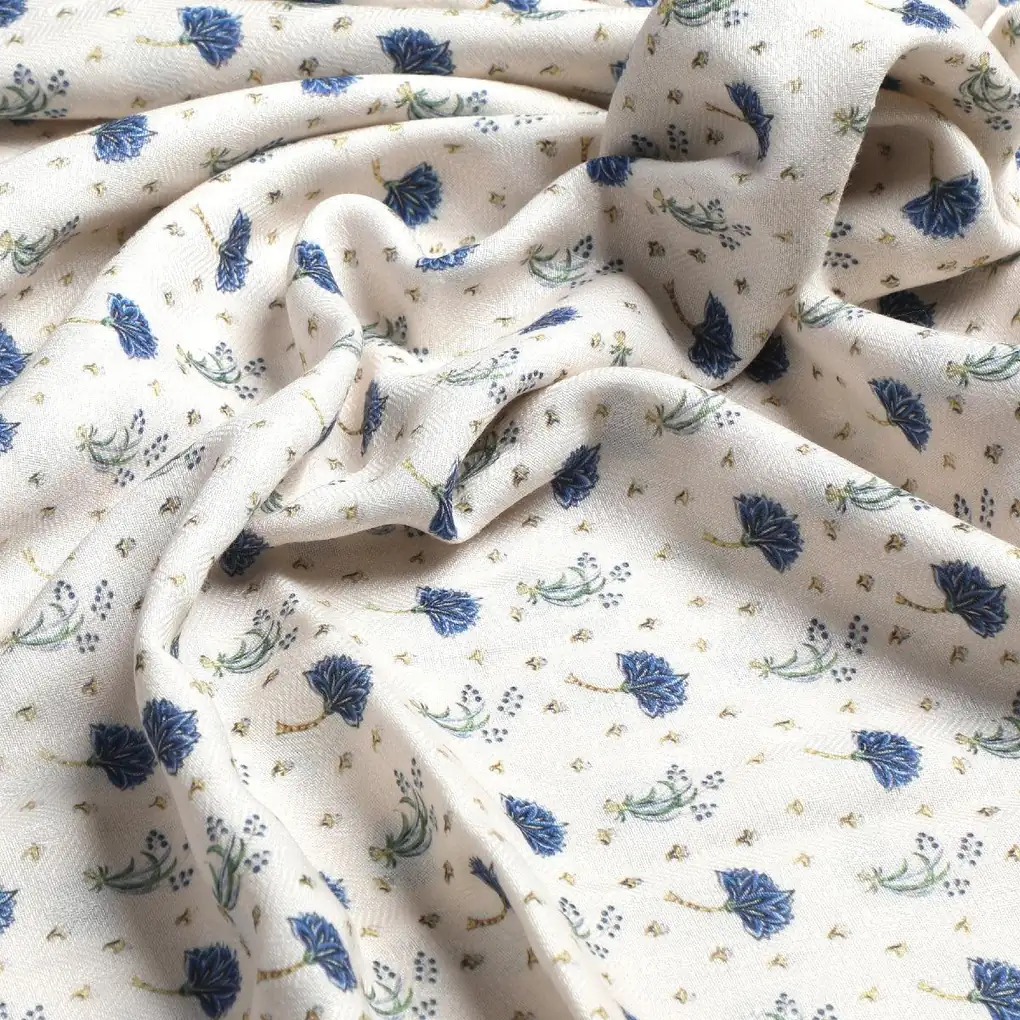 Tan Flower Pashmina Printed Fabric - Image 3