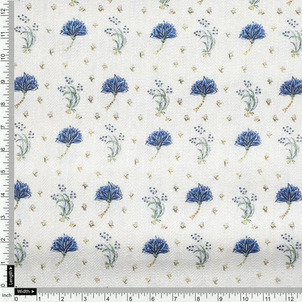 Tan Flower Pashmina Printed Fabric - Image 4