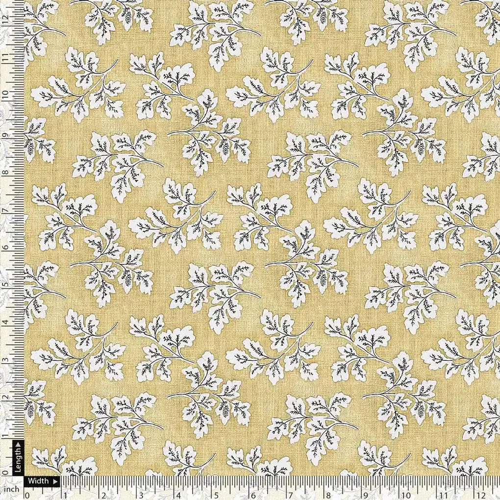 Tan Leaves Pashmina Printed Fabric - Image 5