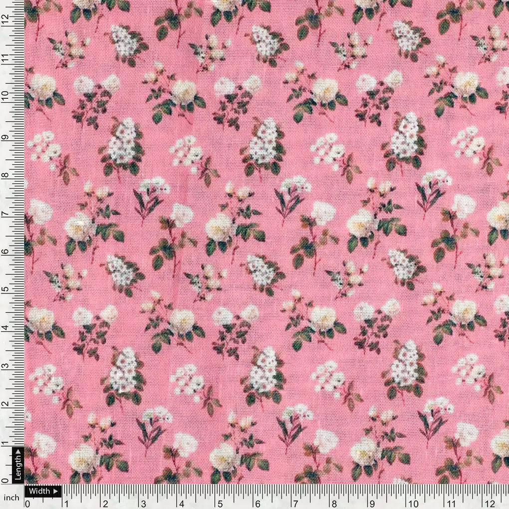 Tiny Baby's Breath Flower Bunch Digital Printed Fabric - Linen - Image 4
