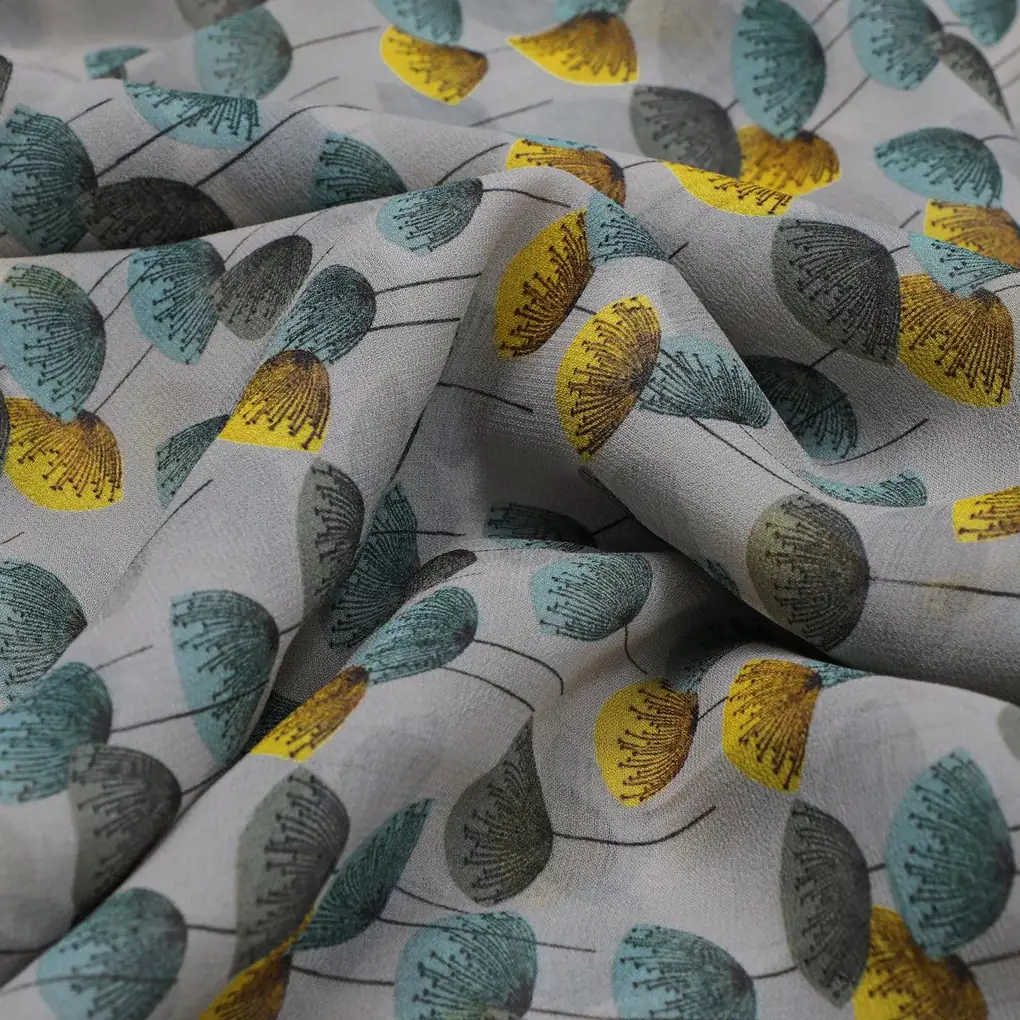 Tiny Beautiful Galliano Colour Flower Digital Printed Fabric - Pure Georgette - Image 3