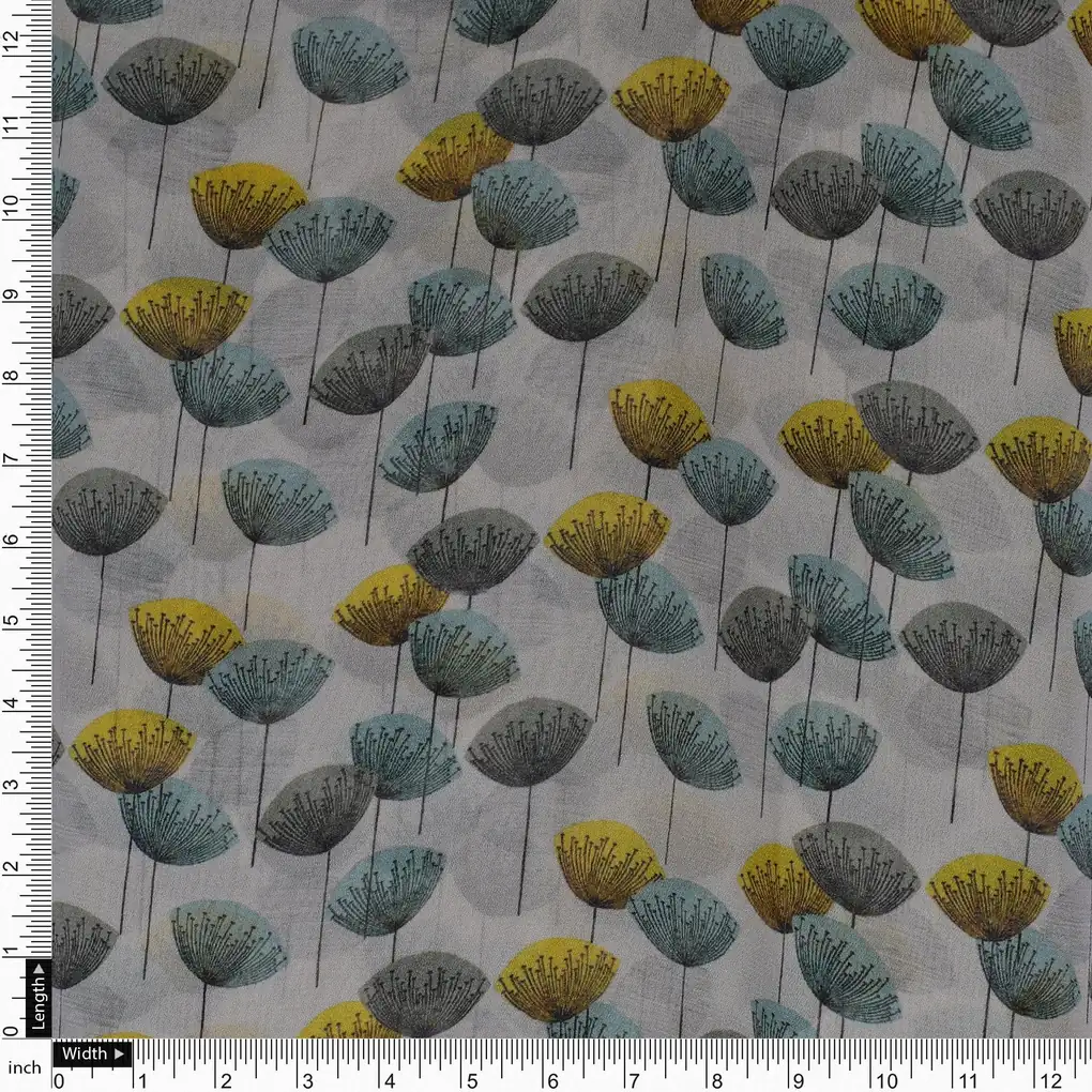 Tiny Beautiful Galliano Colour Flower Digital Printed Fabric - Pure Georgette - Image 4