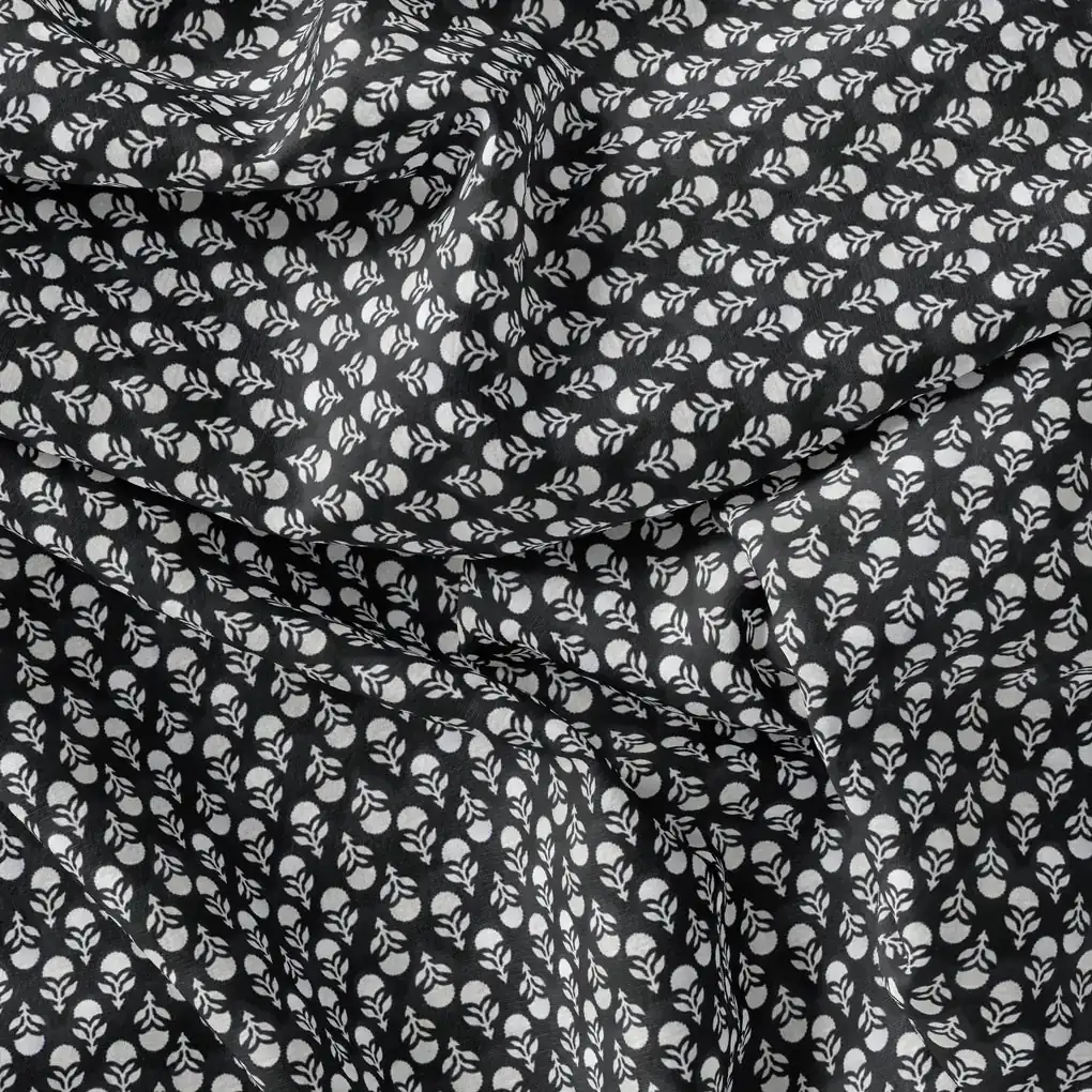 Tiny Beautiful Reverse Flower Digital Printed Fabric - Kora Silk - Image 3