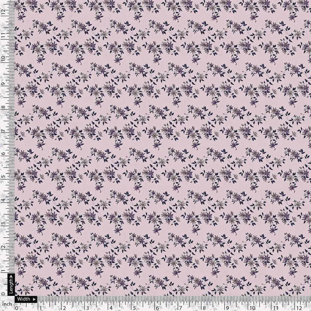 Tiny Blue Leaves With Flower Digital Printed Fabric - Image 5