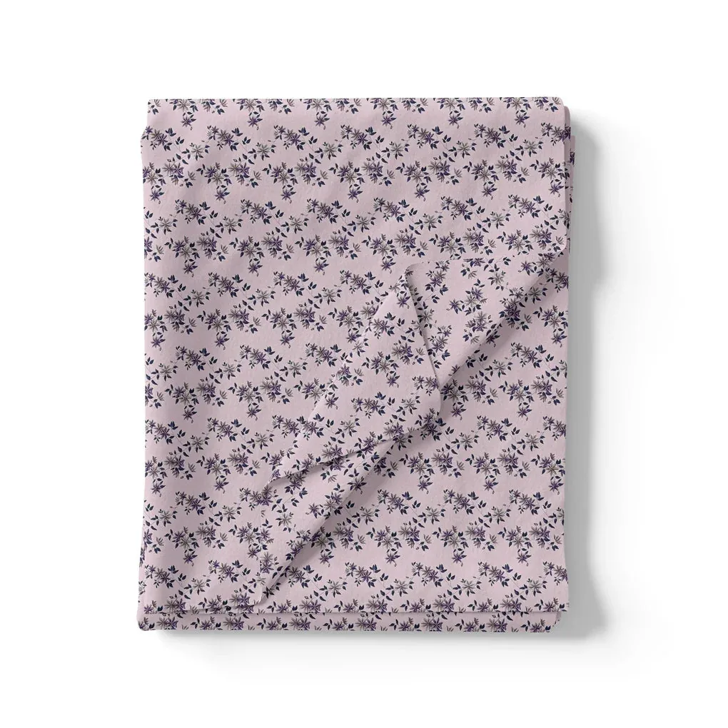 Tiny Blue Leaves With Flower Digital Printed Fabric - Weightless - Image 3