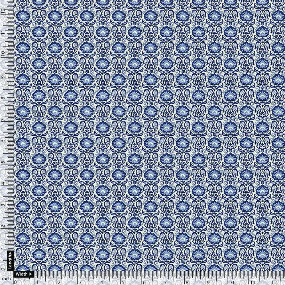 Tiny Blue Motif Allover Digital Printed Fabric - Image 3