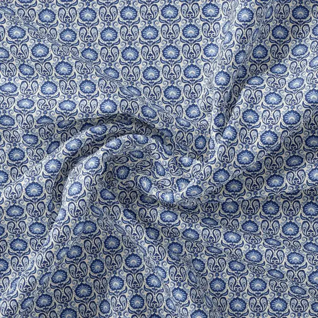 Tiny Blue Motif Allover Digital Printed Fabric - Image 4