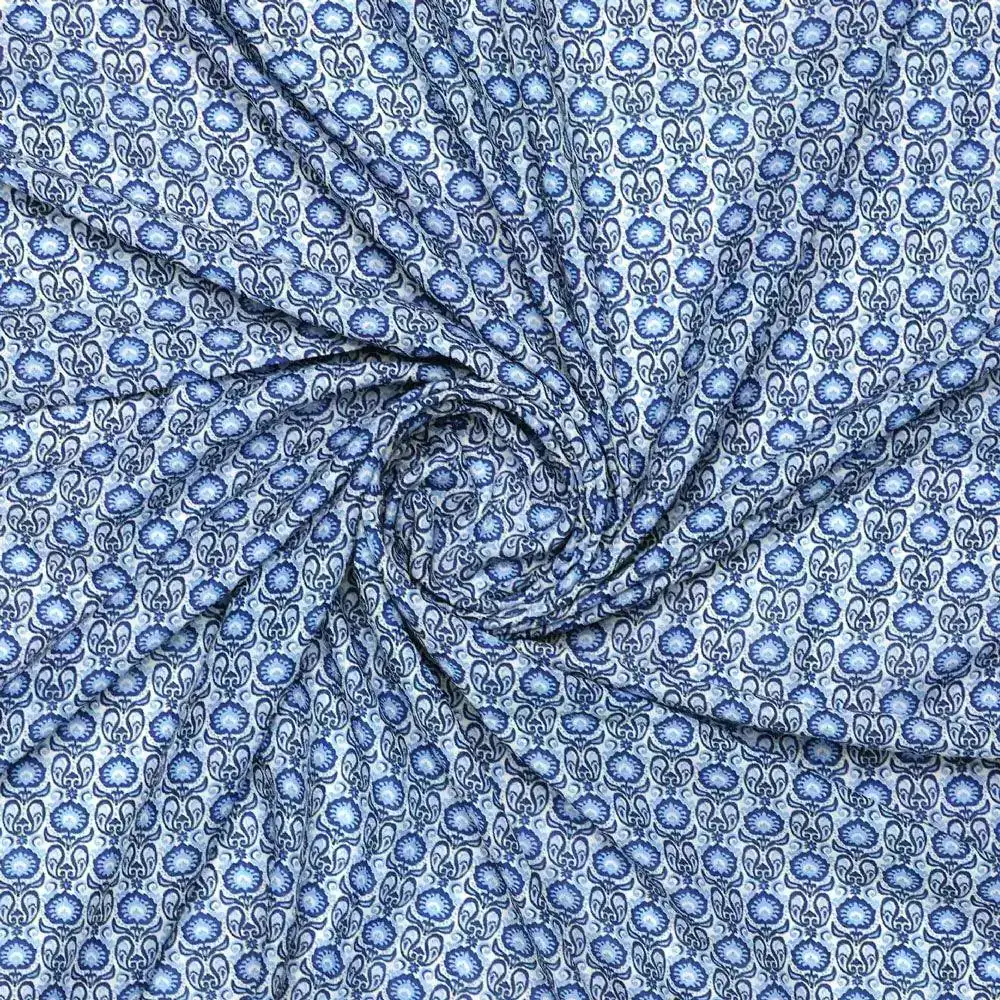Tiny Blue Motif Allover Digital Printed Fabric - Muslin - Image 2