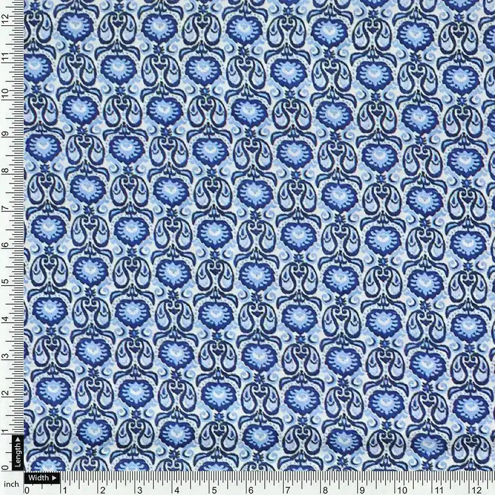Tiny Blue Motif Allover Digital Printed Fabric - Muslin - Image 4