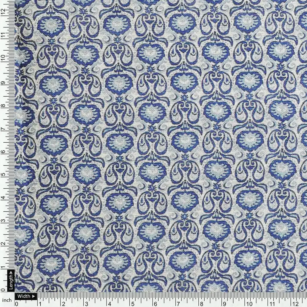 Tiny Blue Motif Allover Digital Printed Fabric - Tusser Silk - Image 4
