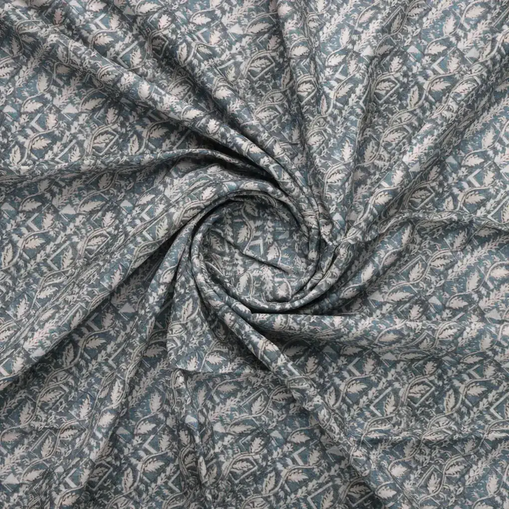 Tiny Branch With Morden Leaves Digital Printed Fabric - Cotton - Image 2