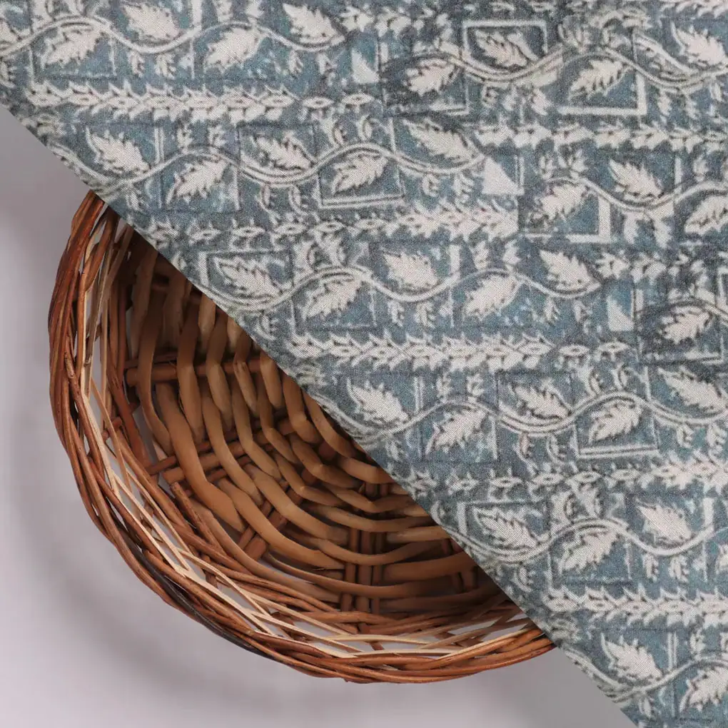 Tiny Branch With Morden Leaves Digital Printed Fabric - Cotton - Image 3