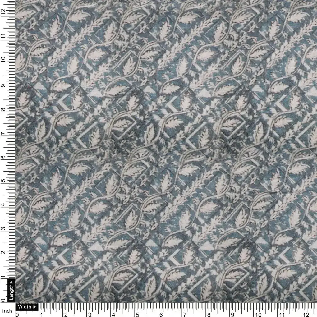 Tiny Branch With Morden Leaves Digital Printed Fabric - Cotton - Image 4