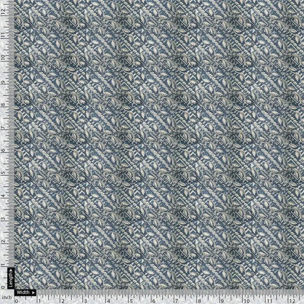Tiny Branch With Morden Leaves Digital Printed Fabric - Pure Georgette - Image 4