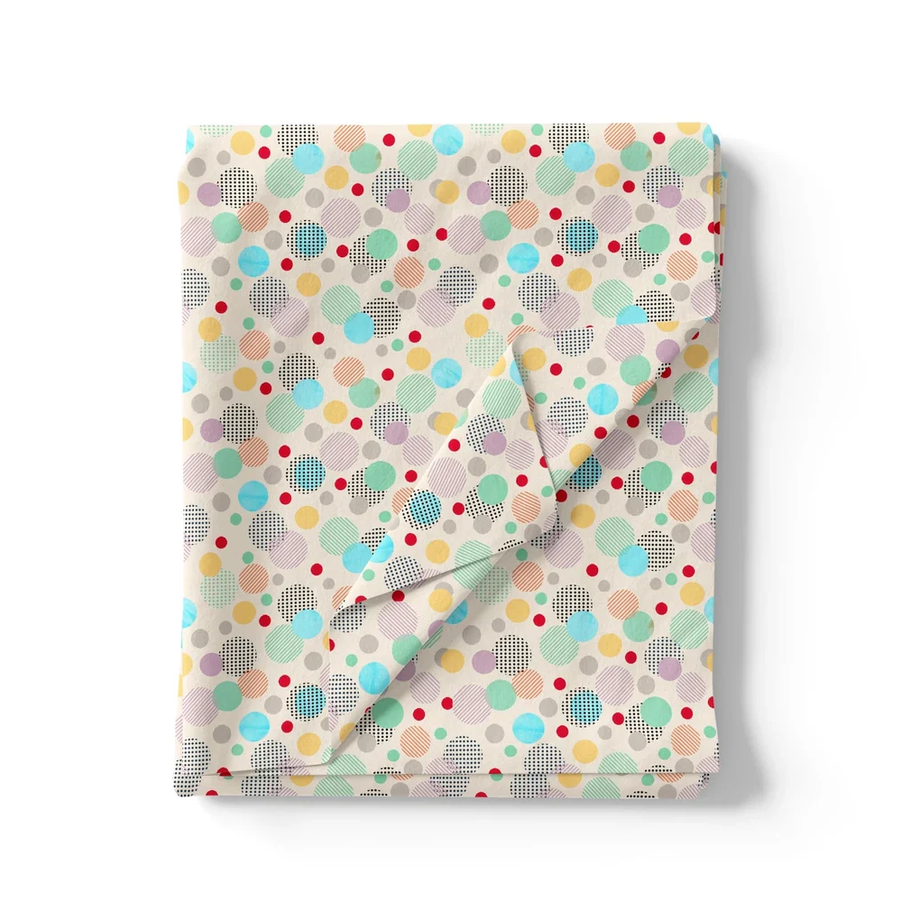 Tiny Bubble Lining With Multicolour Doted Circle Digital Printed Fabric - Image 3