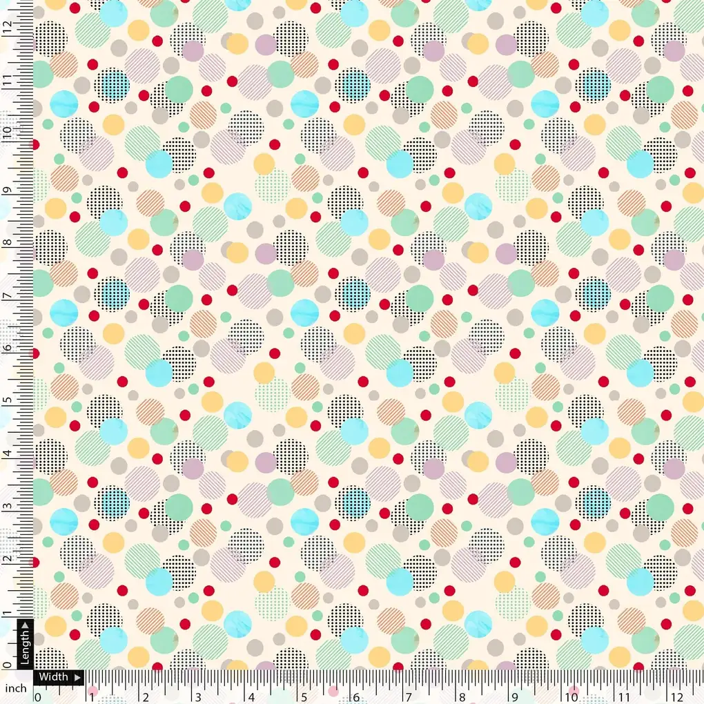 Tiny Bubble Lining With Multicolour Doted Circle Digital Printed Fabric - Image 4