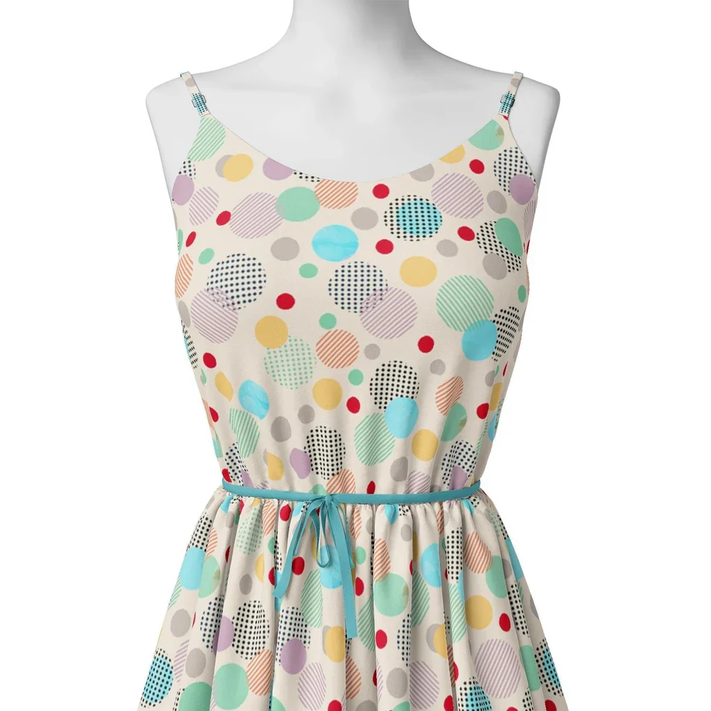 Tiny Bubble Lining With Multicolour Doted Circle Digital Printed Fabric - Pure Cotton - Image 2