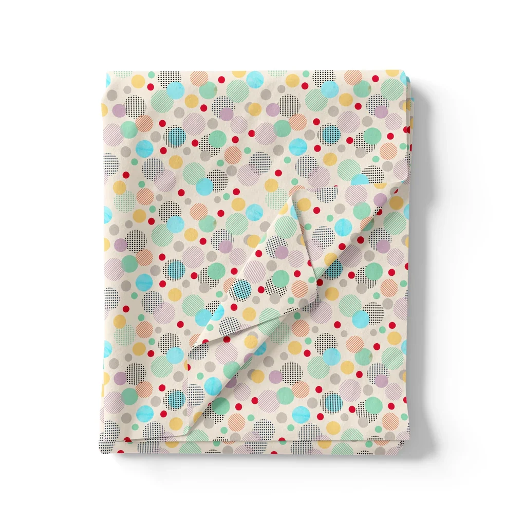 Tiny Bubble Lining With Multicolour Doted Circle Digital Printed Fabric - Pure Cotton - Image 3