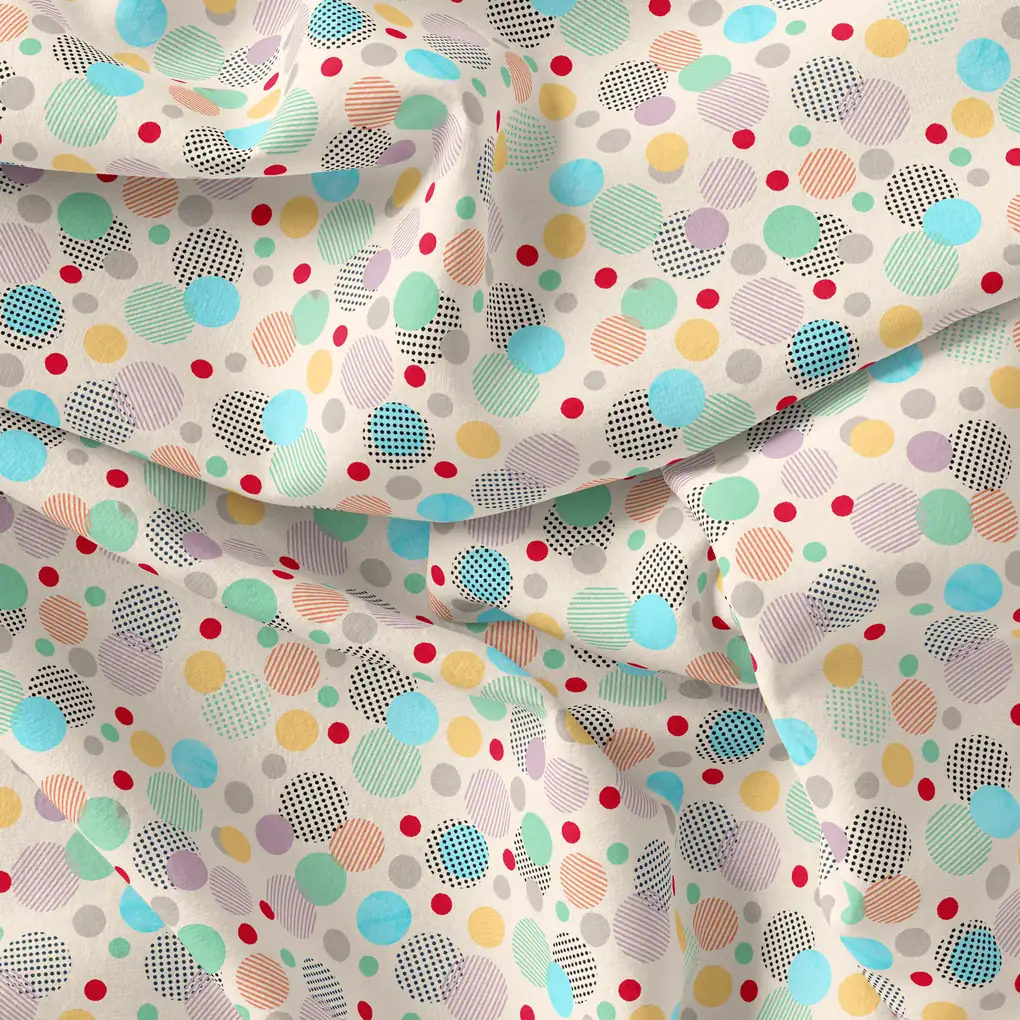 Tiny Bubble Lining With Multicolour Doted Circle Digital Printed Fabric - Pure Cotton - Image 4