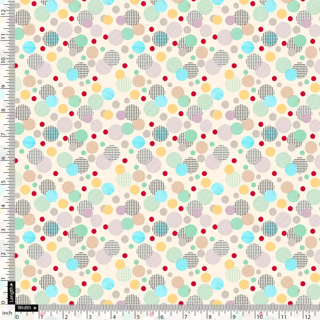 Tiny Bubble Lining With Multicolour Doted Circle Digital Printed Fabric - Pure Cotton - Image 5