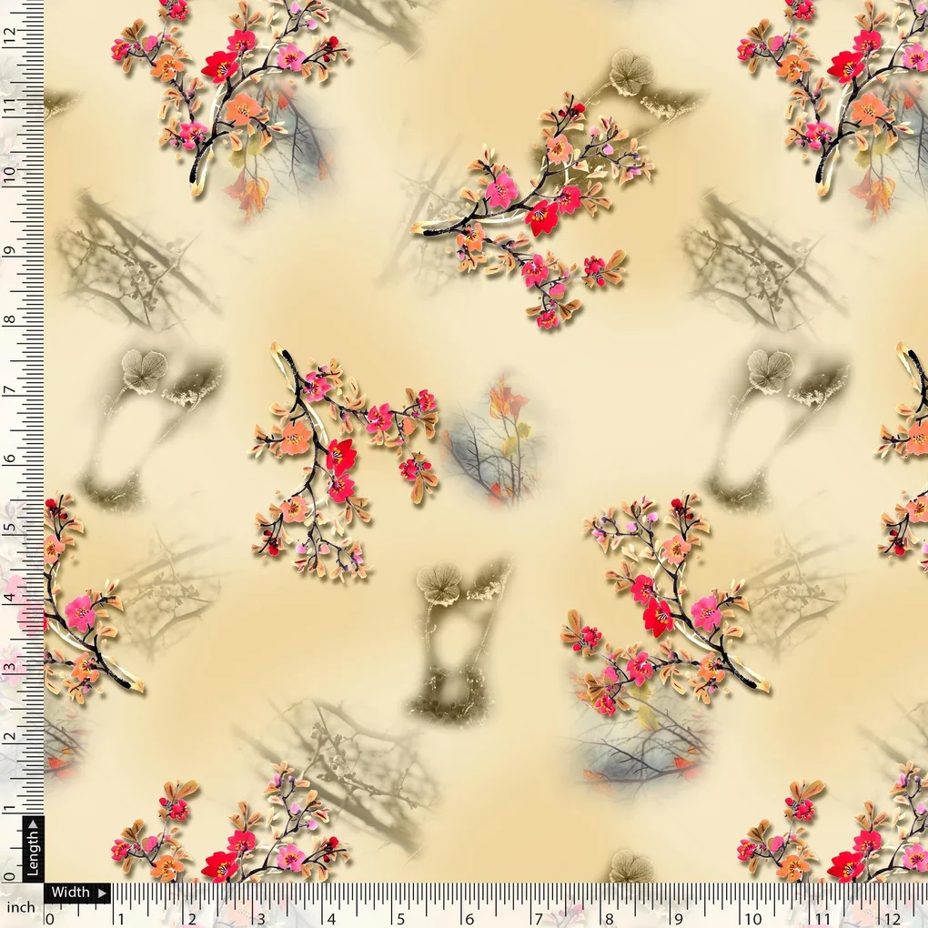 Tiny Colourful Primrose Flower Repeat Digital Printed Fabric - Silk Crepe - Image 5