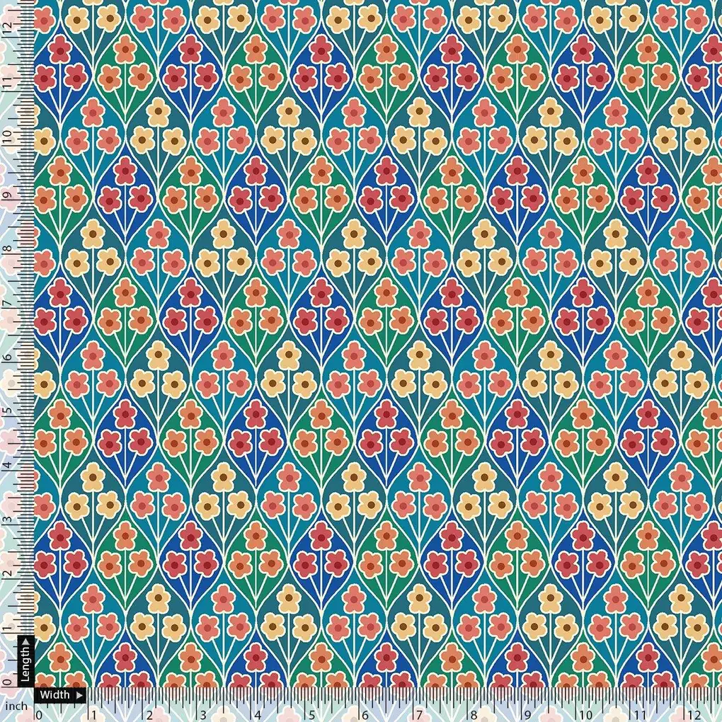 Tiny Decorative Allamanda Multicolour Digital Printed Fabric - Image 4