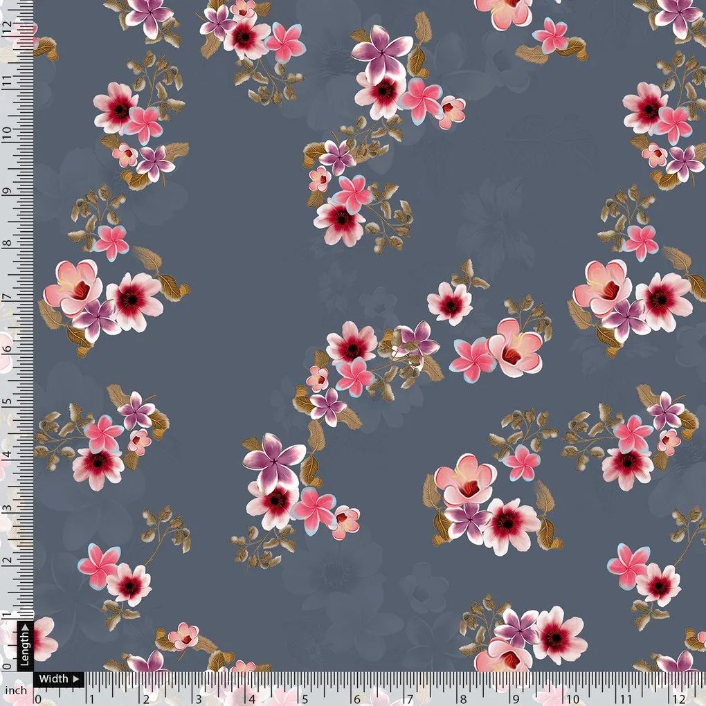 Tiny Flowers With Metal Grey Digital Printed Fabric - Image 4