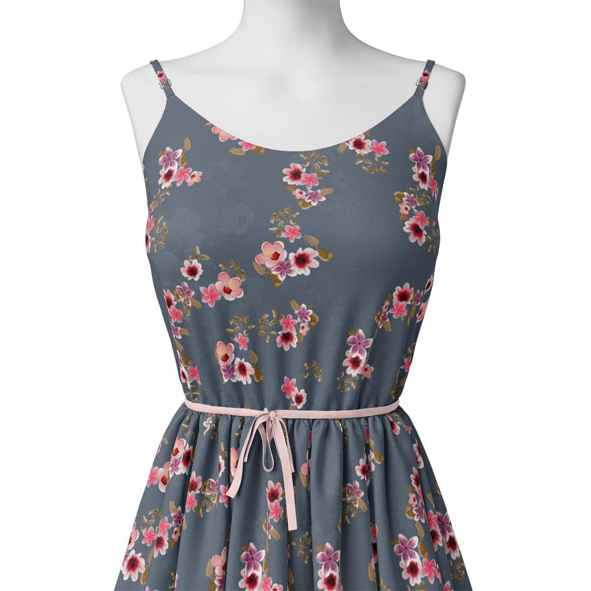 Tiny Flowers With Metal Grey Digital Printed Fabric - Weightless - Image 2