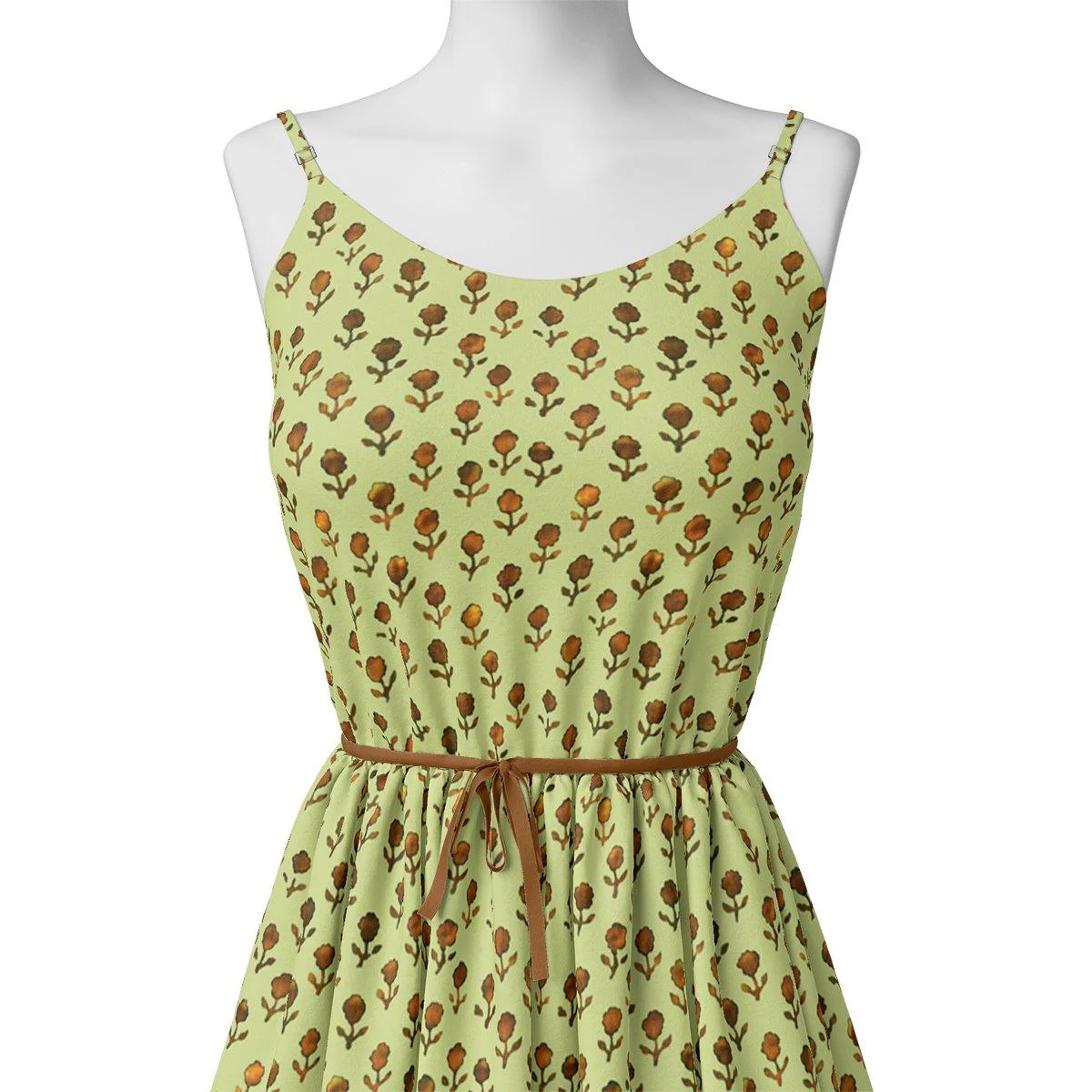 Tiny Golden Flower With Deco Colour Digital Printed Fabric - Pure Georgette - Image 2