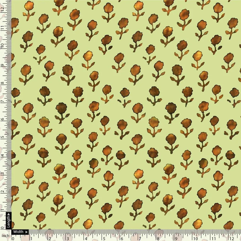 Tiny Golden Flower With Deco Colour Digital Printed Fabric - Upada Silk - Image 4