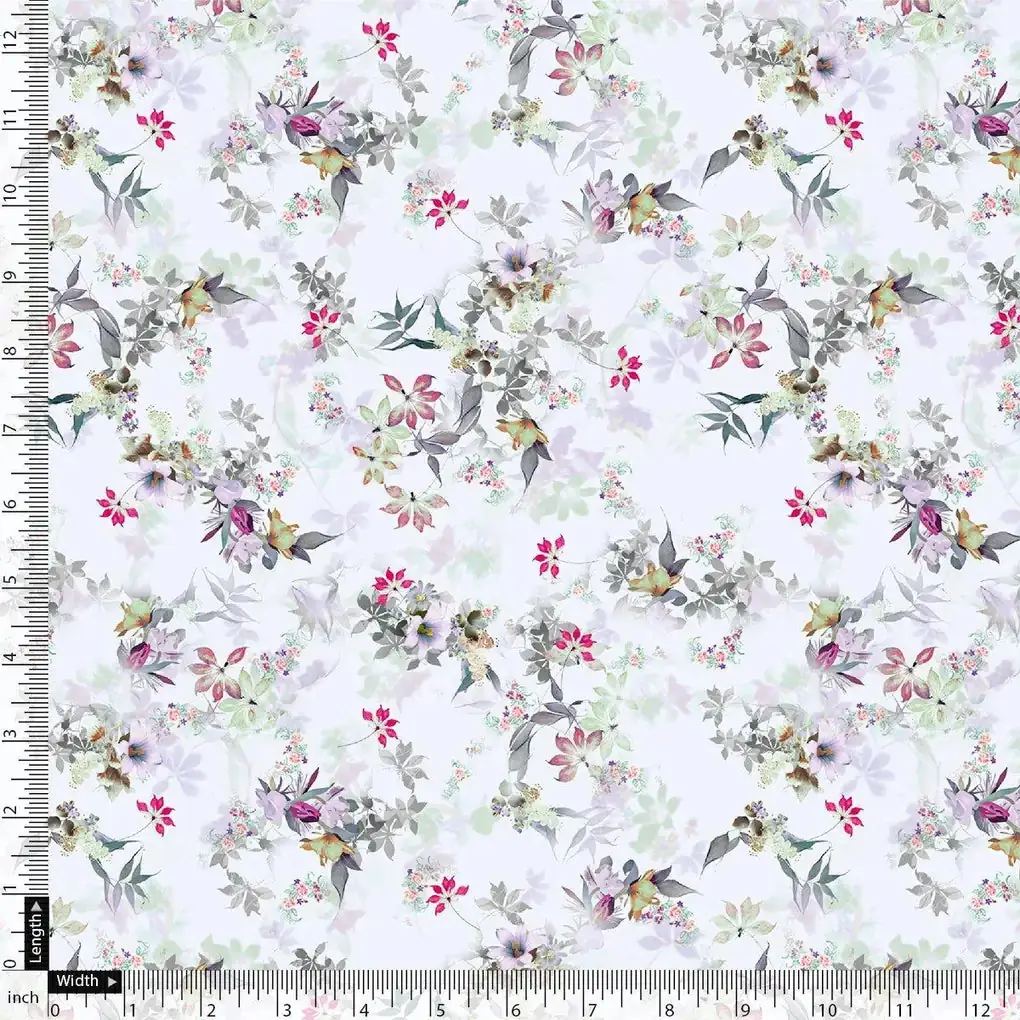Tiny Iris With Leaves Digital Printed Fabric - Image 4