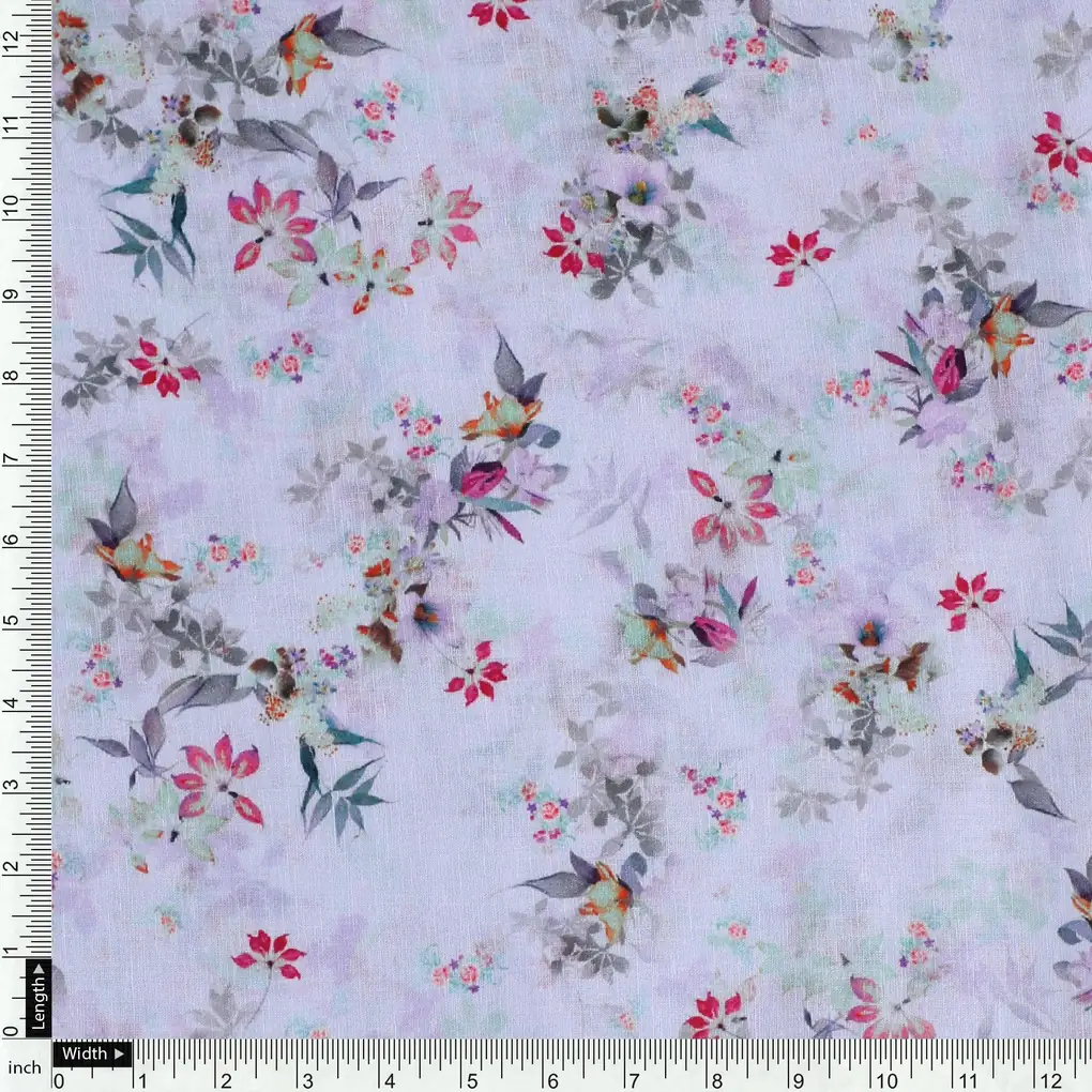 Tiny Iris With Leaves Digital Printed Fabric - Cotton - Image 4
