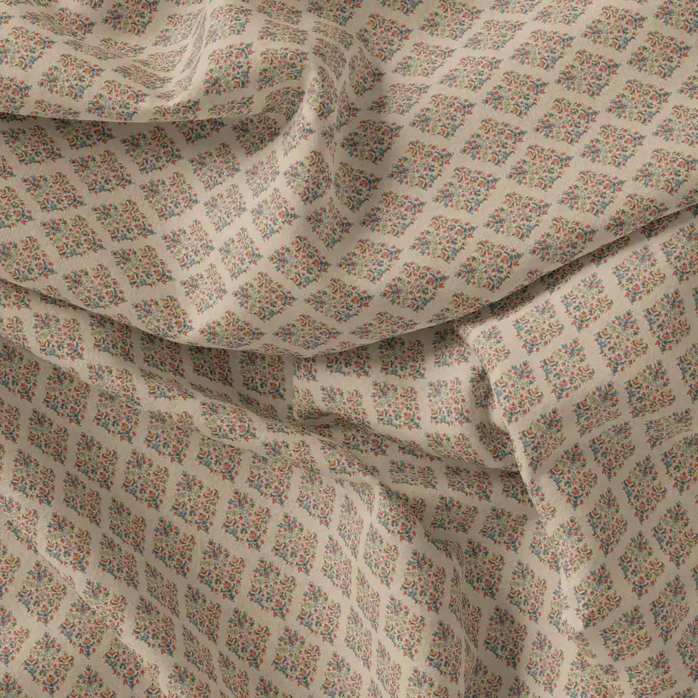 Tiny Leaves Triangle Shapes Digital Printed Fabric - Image 3