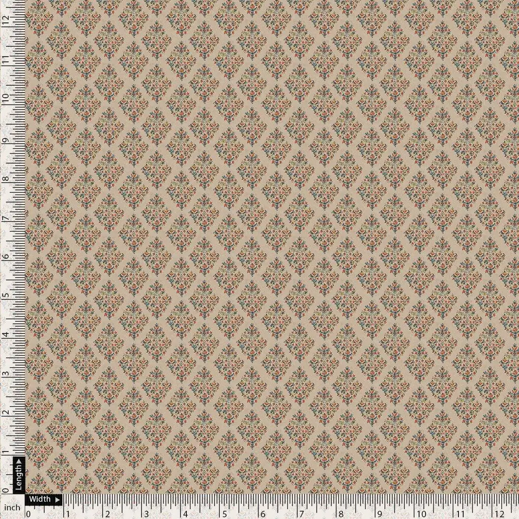 Tiny Leaves Triangle Shapes Digital Printed Fabric - Pure Muslin - Image 4