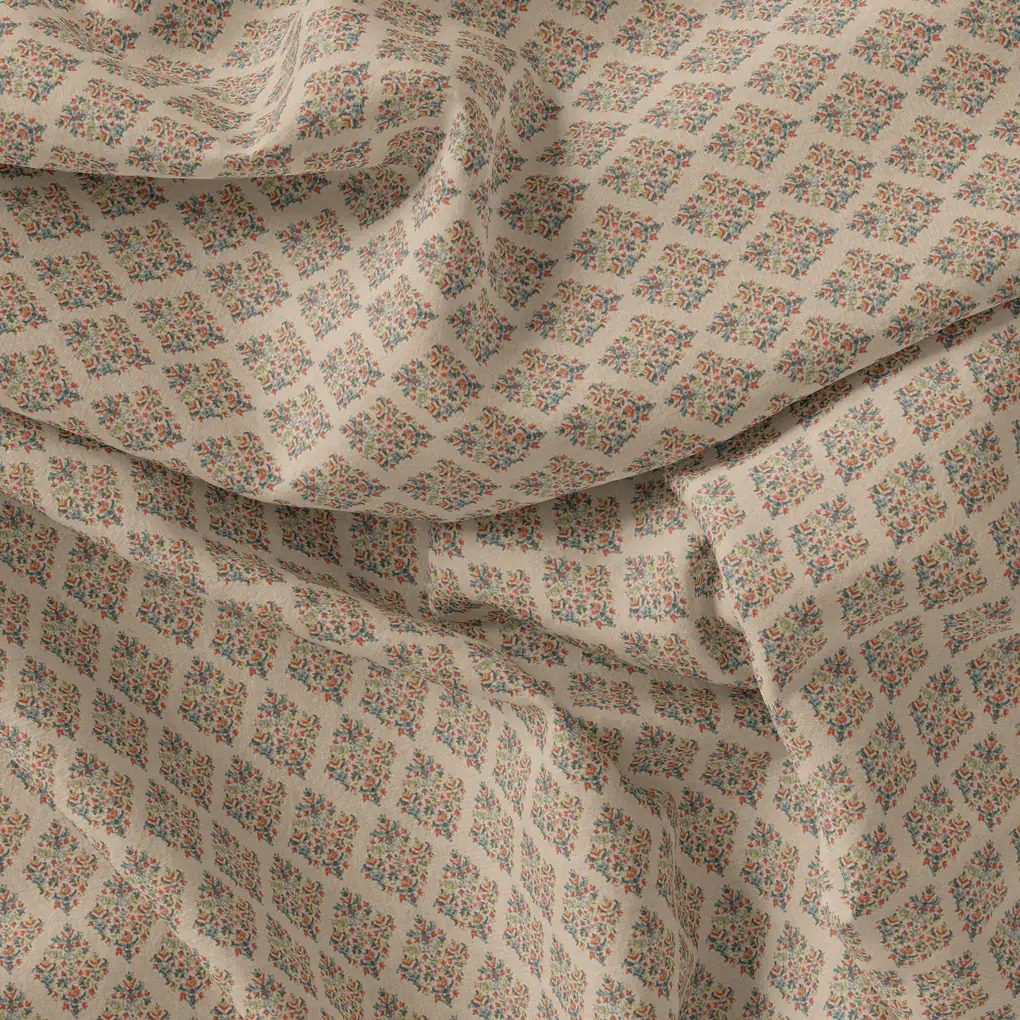 Tiny Leaves Triangle Shapes Digital Printed Fabric - Rayon - Image 3