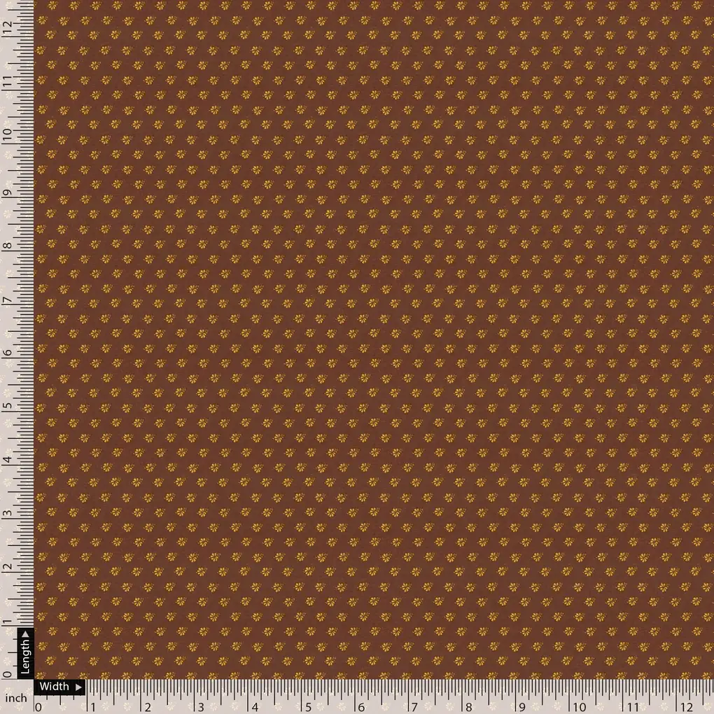 Tiny Lily Dark Brown Colour Background Digital Printed Fabric - Image 4