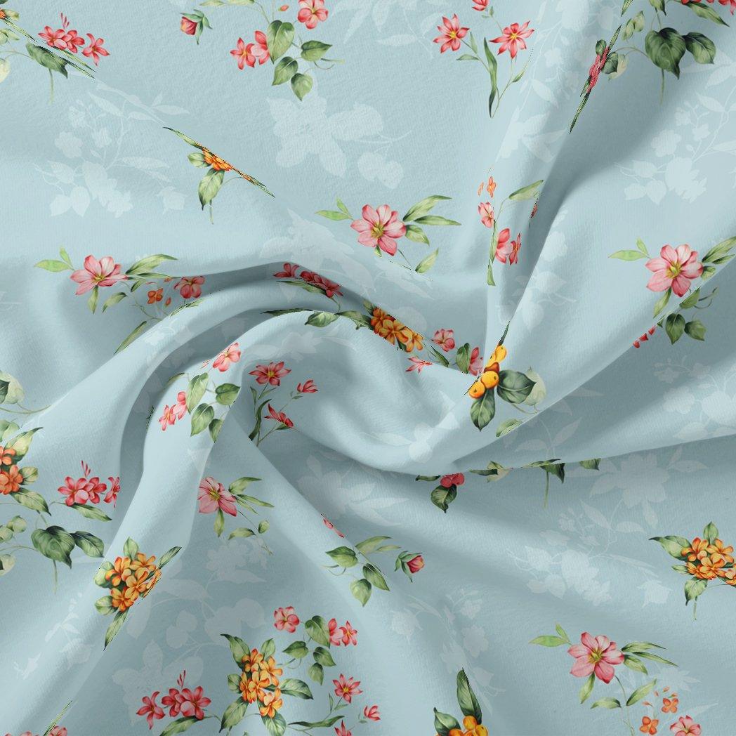 Tiny Oil Paint Florish Flower Orange Digital Printed Fabric - Pure Muslin - Image 3