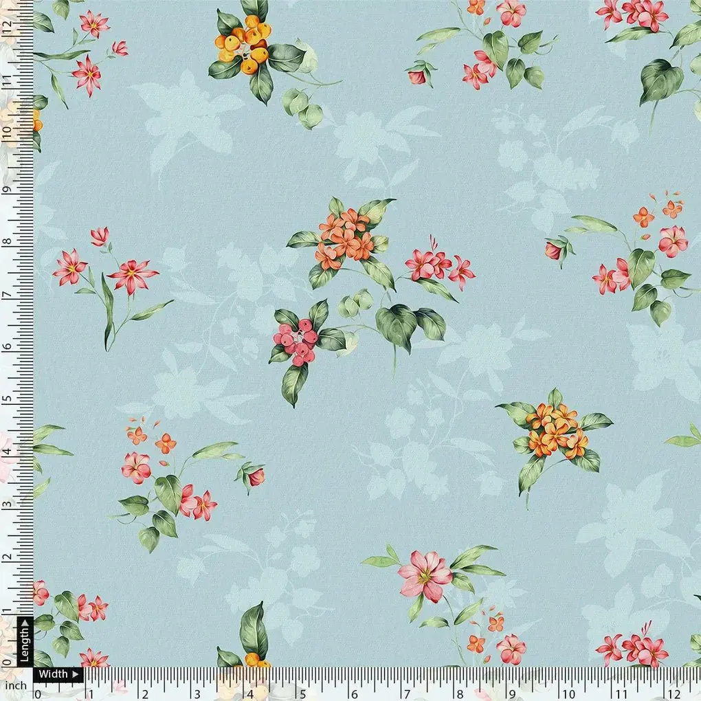 Tiny Oil Paint Florish Flower Orange Digital Printed Fabric - Pure Muslin - Image 4