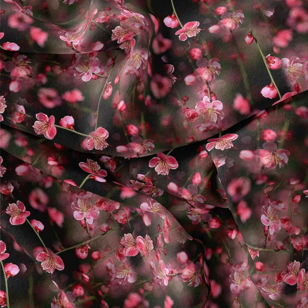 Tiny Pink Chintz Branch Digital Printed Fabric - Image 3