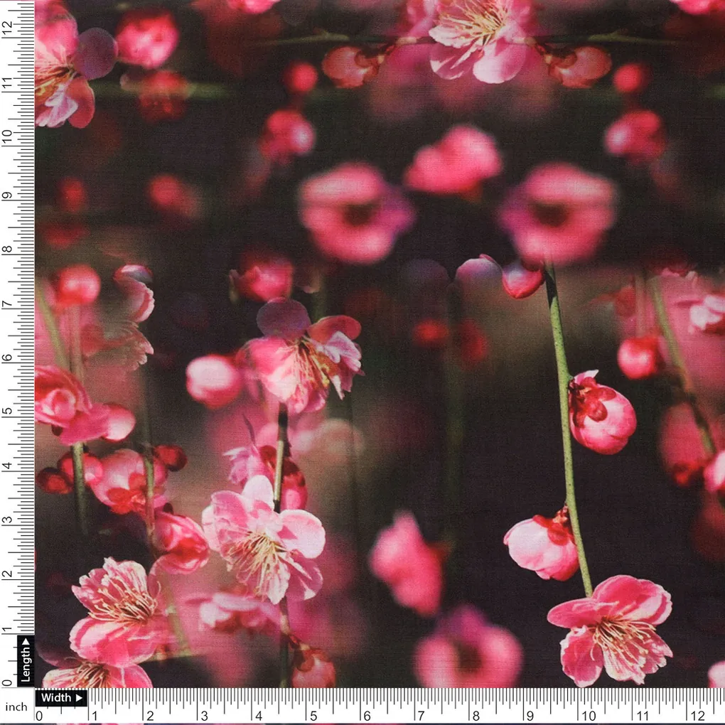 Tiny Pink Chintz Branch Digital Printed Fabric - Kora Silk - Image 4
