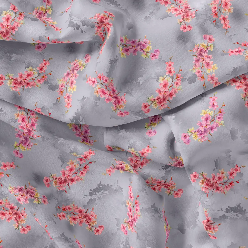 Tiny Pink Violet Floral Flower Digital Printed Fabric - Image 3