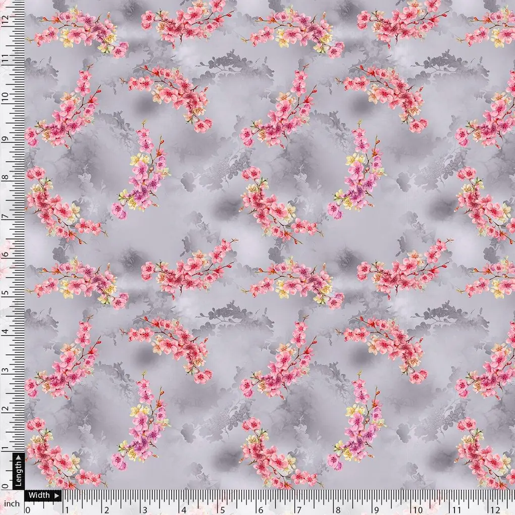 Tiny Pink Violet Floral Flower Digital Printed Fabric - Image 4