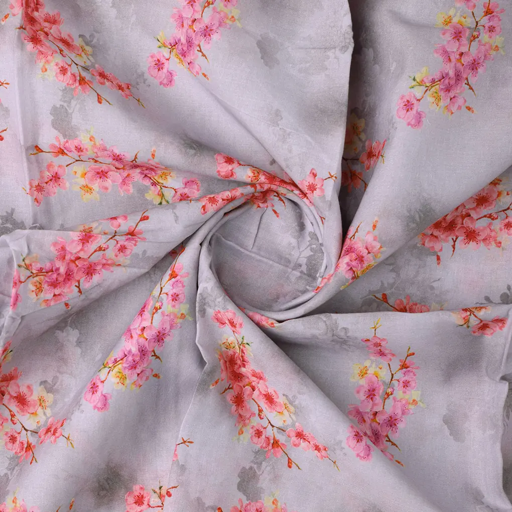 Tiny Pink Violet Floral Flower Digital Printed Fabric - Cotton - Image 2