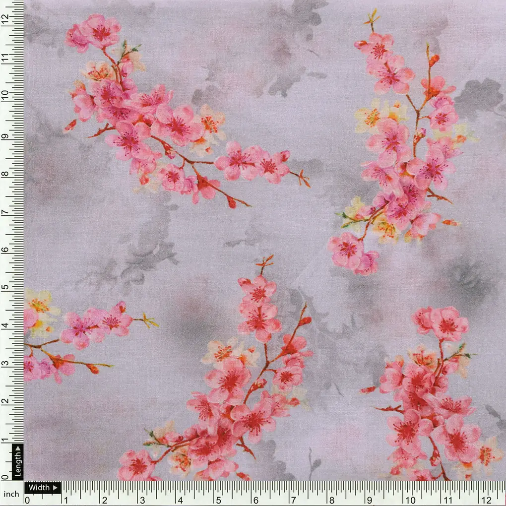 Tiny Pink Violet Floral Flower Digital Printed Fabric - Cotton - Image 4