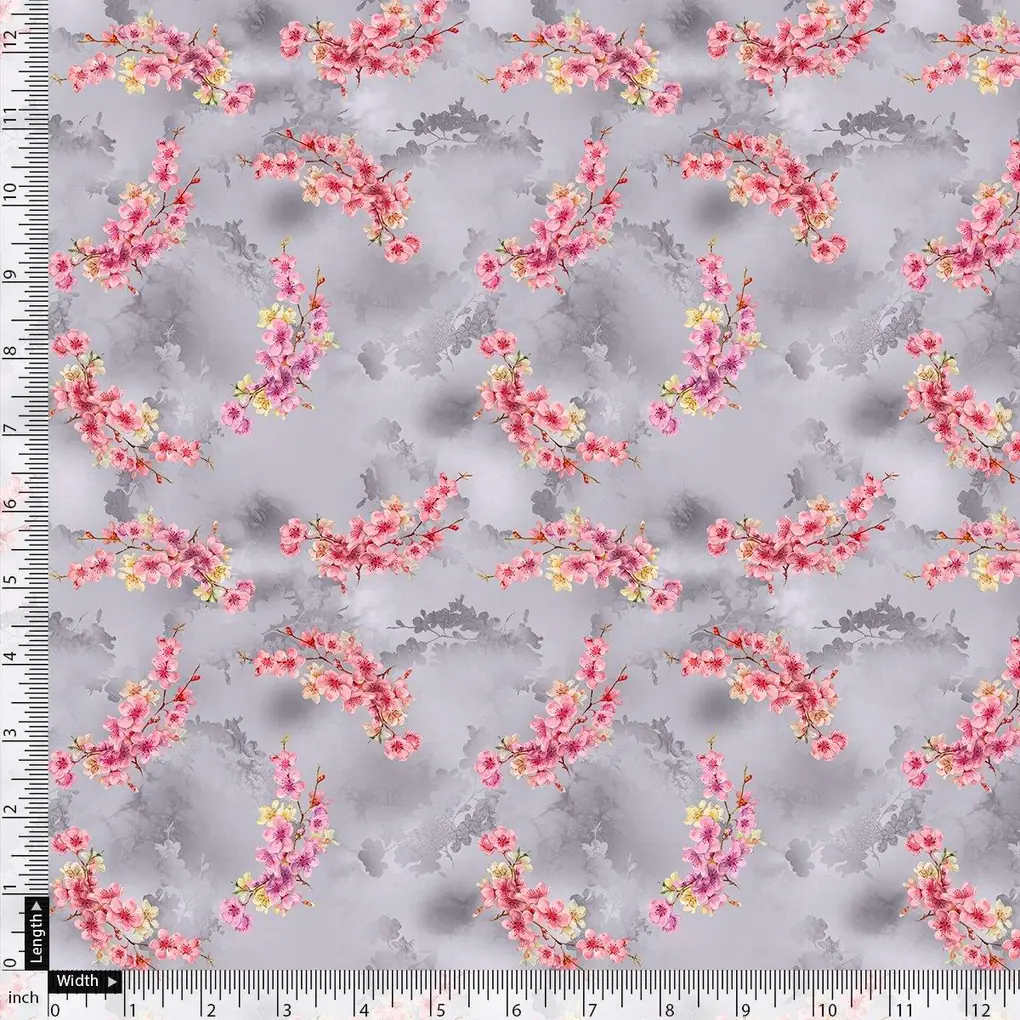 Tiny Pink Violet Floral Flower Digital Printed Fabric - Weightless - Image 4